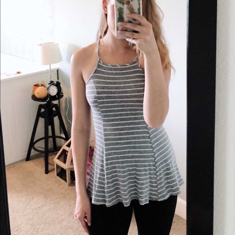 Small grey and white stripped tank top